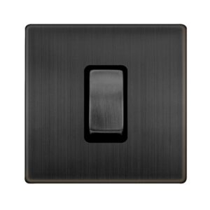 Click Scolmore - Click Definity Complete 50A Ingot 1 Gang Double Pole Switch Matt Bronze Cover Plate Black Insert (SFBZ500BK)