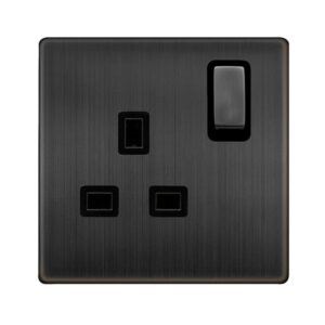 Click Scolmore - Click Definity Complete 13A Ingot 1 Gang Dp Switched Socket Matt Bronze Cover Plate Black Insert (SFBZ535BK)