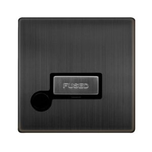 Click Scolmore - Click Definity Complete 13A Ingot Fused Connection Unit With Optional Flex Outlet Matt Bronze Cover Plate Black Insert (SFBZ550BK)