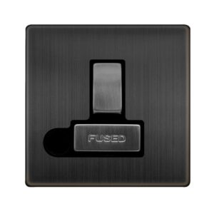 Click Scolmore - Click Definity Complete 13A Ingot Switched Fused Connection Unit With Optional Flex Outlet Matt Bronze Cover Plate Black Insert (SFBZ551BK)