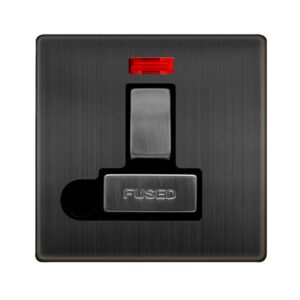 Click Scolmore - Click Definity Complete 13A Ingot Switched Fused Connection Unit With Neon & Optional Flex Outlet Matt Bronze Cover Plate Black Insert (SFBZ552BK)