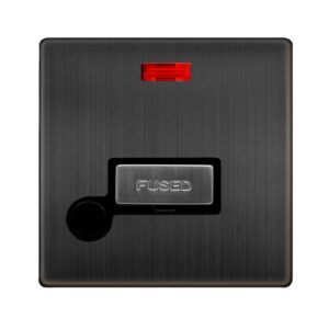 Click Scolmore - Click Definity Complete 13A Ingot Fused Connection Unit With Neon & Optional Flex Outlet Matt Bronze Cover Plate Black Insert (SFBZ553BK)