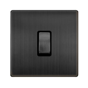 Click Scolmore - Click Definity Complete 20A Ingot Double Pole Switch Matt Bronze Cover Plate Black Insert (SFBZ722BK)