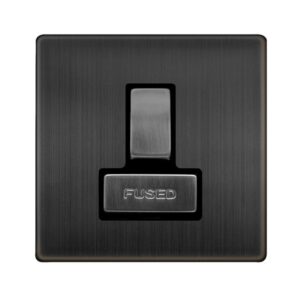 Click Scolmore - Click Definity Complete 13A Ingot Switched Fused Connection Unit Matt Bronze Cover Plate Black Insert (SFBZ751BK)