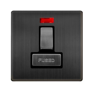 Click Scolmore - Click Definity Complete 13A Ingot Switched Fused Connection Unit With Neon Matt Bronze Cover Plate Black Insert (SFBZ752BK)