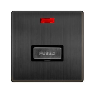 Click Scolmore - Click Definity Complete 13A Ingot Fused Connection Unit With Neon Matt Bronze Cover Plate Black Insert (SFBZ753BK)