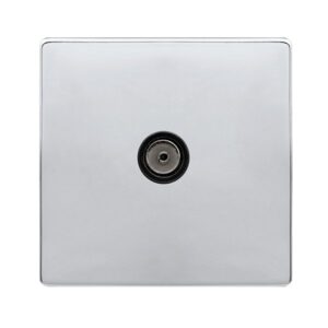 Click Scolmore - Click Definity Complete Single Non-Isolated Coaxial Outlet Polished Chrome Cover Plate Black Insert (SFCH065BK)