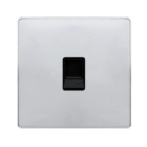 Click Scolmore - Click Definity Complete Single Rj11 (Irish/Us) Outlet Polished Chrome Cover Plate Black Insert (SFCH115BK)