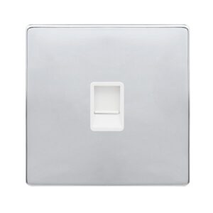 Click Scolmore - Click Definity Complete Single Rj11 (Irish/Us) Outlet Polished Chrome Cover Plate Polar White Insert (SFCH115PW)