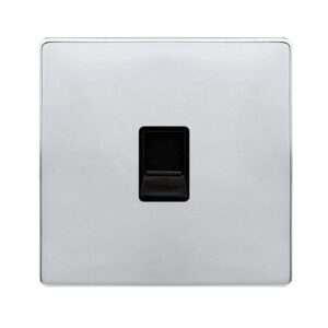 Click Scolmore - Click Definity Complete Single Telephone Master Outlet Polished Chrome Cover Plate Black Insert (SFCH120BK)