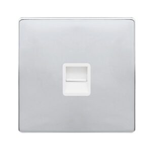 Click Scolmore - Click Definity Complete Single Telephone Master Outlet Polished Chrome Cover Plate Polar White Insert (SFCH120PW)