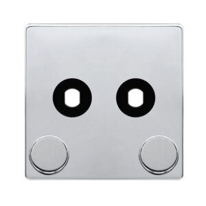 Click Scolmore - Click Definity Complete 2 Gang Unfurnished Dimmer Plate & Knobs Polished Chrome (SFCH142PL)