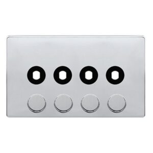 Click Scolmore - Click Definity Complete 4 Gang Unfurnished Dimmer Plate & Knobs Polished Chrome (SFCH144PL)
