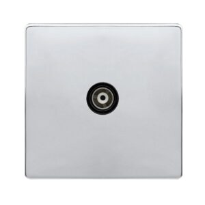 Click Scolmore - Click Definity Complete Single Isolated Coaxial Outlet Polished Chrome Cover Plate Black Insert (SFCH158BK)