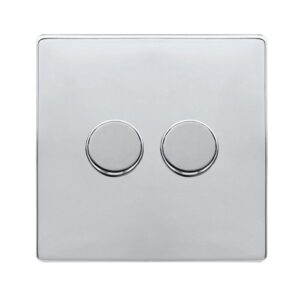 Click Scolmore - Click Definity Complete 2 Gang 2 Way 100W Dimmer Switch Polished Chrome (SFCH162)