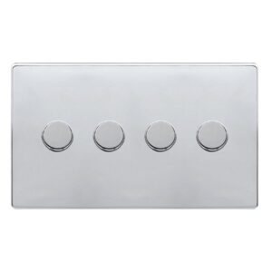 Click Scolmore - Click Definity Complete 4 Gang 2 Way 100W Dimmer Switch Polished Chrome (SFCH164)