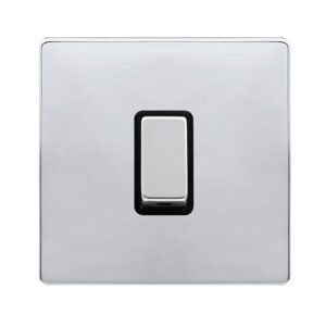 Click Scolmore - Click Definity Complete 10Ax Ingot 1 Gang 2 Way Switch Polished Chrome Cover Plate Black Insert (SFCH411BK)