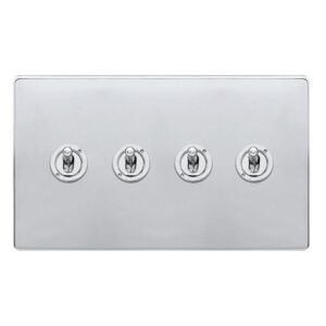 Click Scolmore - Click Definity Complete 10Ax 4 Gang 2 Way Toggle Switch Polished Chrome (SFCH424)