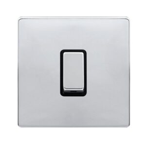 Click Scolmore - Click Definity Complete 10Ax Ingot 1 Gang Intermediate Switch Polished Chrome Cover Plate Black Insert (SFCH425BK)