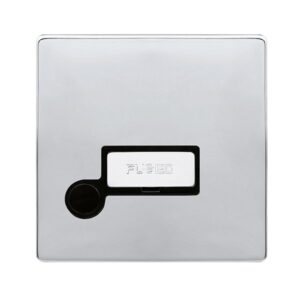 Click Scolmore - Click Definity Complete 13A Ingot Fused Connection Unit With Optional Flex Outlet Polished Chrome Cover Plate Black Insert (SFCH550BK)