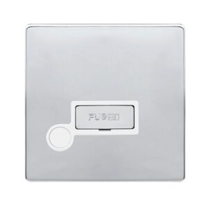 Click Scolmore - Click Definity Complete 13A Ingot Fused Connection Unit With Optional Flex Outlet Polished Chrome Cover Plate Polar White Insert (SFCH550PW)