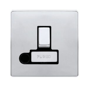 Click Scolmore - Click Definity Complete 13A Ingot Switched Fused Connection Unit With Optional Flex Outlet Polished Chrome Cover Plate Black Insert (SFCH551BK)