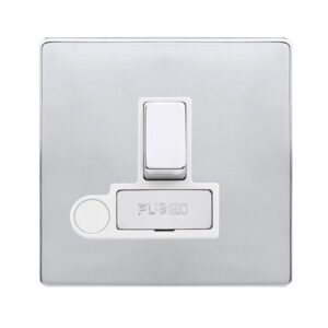 Click Scolmore - Click Definity Complete 13A Ingot Switched Fused Connection Unit With Optional Flex Outlet Polished Chrome Cover Plate Polar White Insert (SFCH551PW)