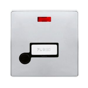Click Scolmore - Click Definity Complete 13A Ingot Fused Connection Unit With Neon & Optional Flex Outlet Polished Chrome Cover Plate Black Insert (SFCH553BK)