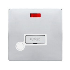 Click Scolmore - Click Definity Complete 13A Ingot Fused Connection Unit With Neon & Optional Flex Outlet Polished Chrome Cover Plate Polar White Insert (SFCH553PW)