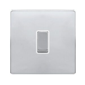 Click Scolmore - Click Definity Complete 20A Ingot Double Pole Switch Polished Chrome Cover Plate Polar White Insert (SFCH722PW)