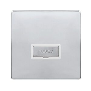 Click Scolmore - Click Definity Complete 13A Ingot Fused Connection Unit Polished Chrome Cover Plate Polar White Insert (SFCH750PW)