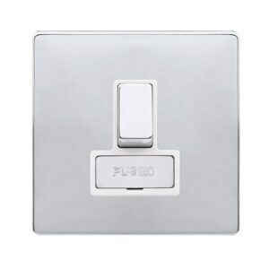 Click Scolmore - Click Definity Complete 13A Ingot Switched Fused Connection Unit Polished Chrome Cover Plate Polar White Insert (SFCH751PW)