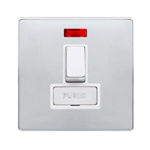 Click Scolmore - Click Definity Complete 13A Ingot Switched Fused Connection Unit With Neon Polished Chrome Cover Plate Polar White Insert (SFCH752PW)