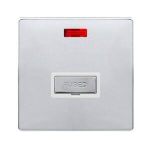 Click Scolmore - Click Definity Complete 13A Ingot Fused Connection Unit With Neon Polished Chrome Cover Plate Polar White Insert (SFCH753PW)