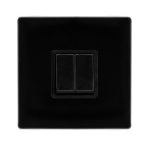 Click Scolmore - Click Definity Complete 10Ax Ingot 2 Gang 2 Way Switch Metal Black Cover Plate Black Insert (SFMB012BK)