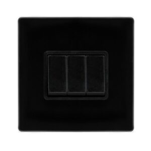 Click Scolmore - Click Definity Complete 10Ax Ingot 3 Gang 2 Way Switch Metal Black Cover Plate Black Insert (SFMB013BK)