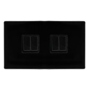 Click Scolmore - Click Definity Complete 10Ax Ingot 4 Gang 2 Way Switch Metal Black Cover Plate Black Insert (SFMB019BK)