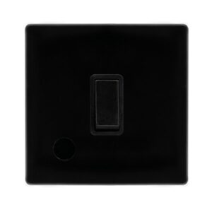Click Scolmore - Click Definity Complete 20A Double Pole Switch With Flex Outlet Metal Black Cover Plate Black Insert (SFMB022BK)