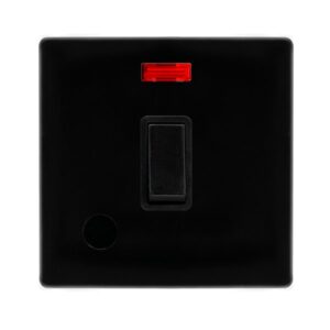Click Scolmore - Click Definity Complete 20A Double Pole Switch With Neon & Flex Outlet Metal Black Cover Plate Black Insert (SFMB023BK)