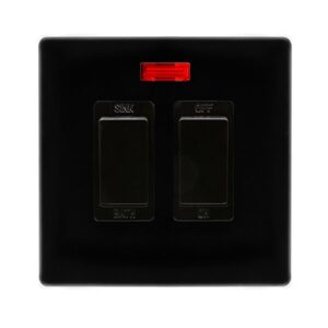 Click Scolmore - Click Definity Complete 20A Sink / Bath Switch With Neon Metal Black Cover Plate Black Insert (SFMB024BK)
