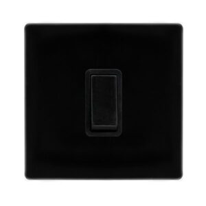 Click Scolmore - Click Definity Complete 10Ax Ingot 1 Gang Intermediate Switch Metal Black Cover Plate Black Insert (SFMB025BK)