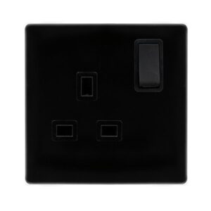 Click Scolmore - Click Definity Complete 13A Ingot 1 Gang Dp Switched Socket Metal Black Cover Plate Black Insert (SFMB035BK)