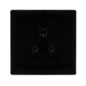 Click Scolmore - Click Definity Complete 5A Round Pin Socket Metal Black Cover Plate Black Insert (SFMB038BK)