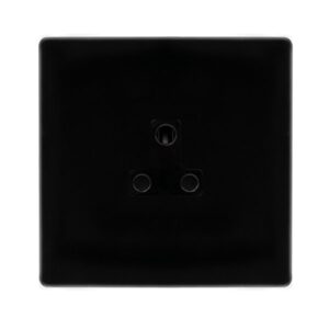 Click Scolmore - Click Definity Complete 2A Round Pin Socket Metal Black Cover Plate Black Insert (SFMB039BK)