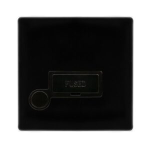 Click Scolmore - Click Definity Complete 13A Fused Connection Unit With Optional Flex Outlet Metal Black Cover Plate Black Insert (SFMB050BK)
