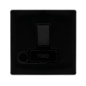 Click Scolmore - Click Definity Complete 13A Switched Fused Connection Unit With Optional Flex Outlet Metal Black Cover Plate Black Insert (SFMB051BK)