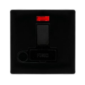 Click Scolmore - Click Definity Complete 13A Switched Fused Connection Unit With Neon & Optional Flex Outlet Metal Black Cover Plate Black Insert (SFMB052BK)