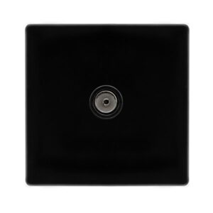 Click Scolmore - Click Definity Complete Single Non-Isolated Coaxial Outlet Metal Black Cover Plate Black Insert (SFMB065BK)