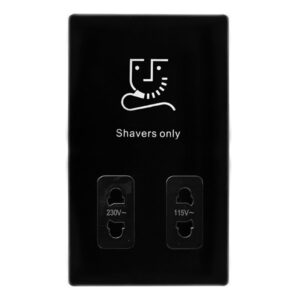 Click Scolmore - Click Definity Complete 115/230V Dual Voltage Shaver Socket Metal Black Cover Plate Black Insert (SFMB100BK)