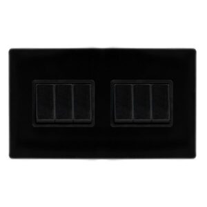 Click Scolmore - Click Definity Complete 10Ax Ingot 6 Gang 2 Way Switch Metal Black Cover Plate Black Insert (SFMB105BK)